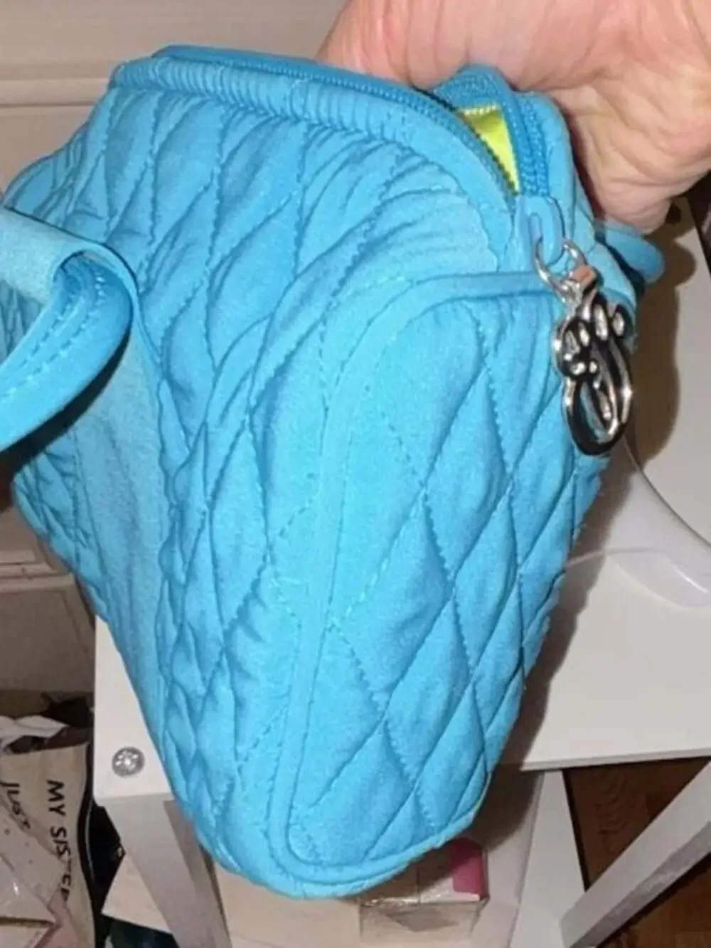 Vera Bradley Blue Quilted Mini Bowling Bag Handbag